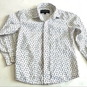 Leo & Zachary boys white small paisley print dress shirt sie 5